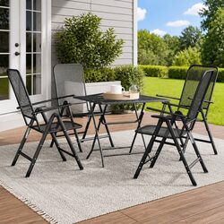 5 Piece Garden Dining Set Outdoor Patio Furniture Foldable Chairs Table