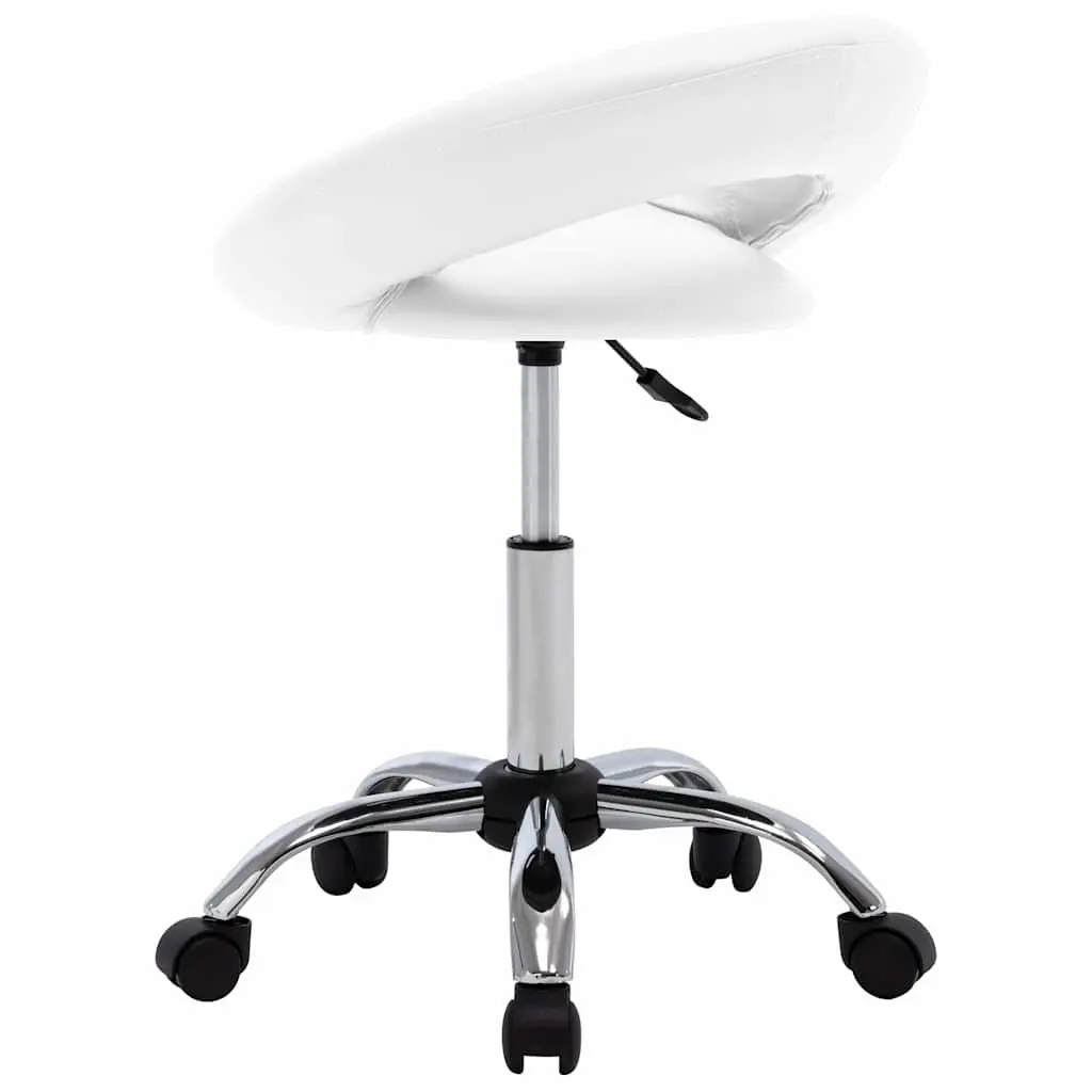 Swivel Dining Chair Adjustable Height 360 Degree Rotation White Faux Leather