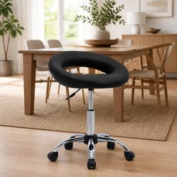 Swivel Dining Chair Black Faux Leather 360 Degree Rotating Kitchen Seat Gas Lift