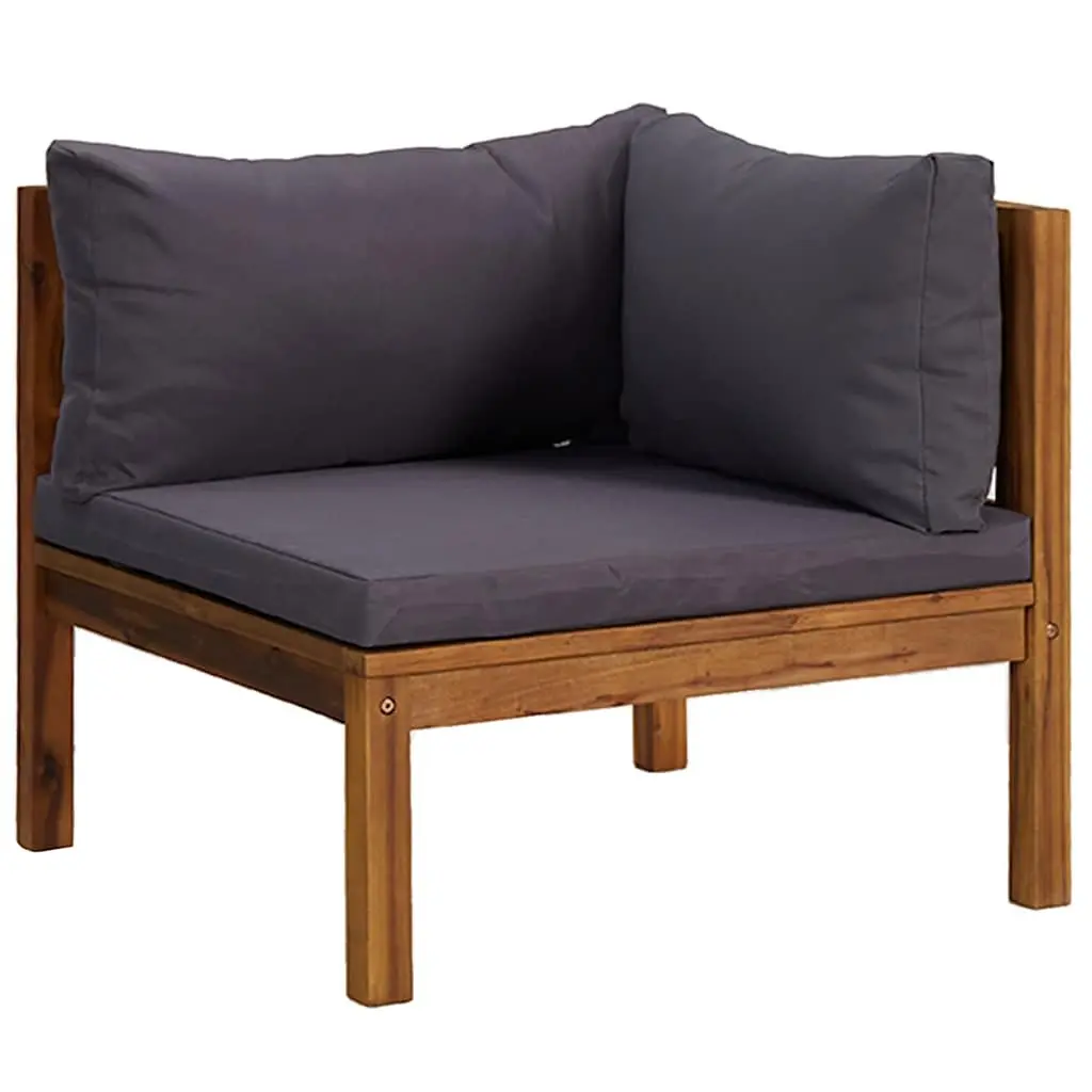 5 Piece Garden Lounge Set with Cushions Grey Acacia Wood Outdoor Furniture Patio