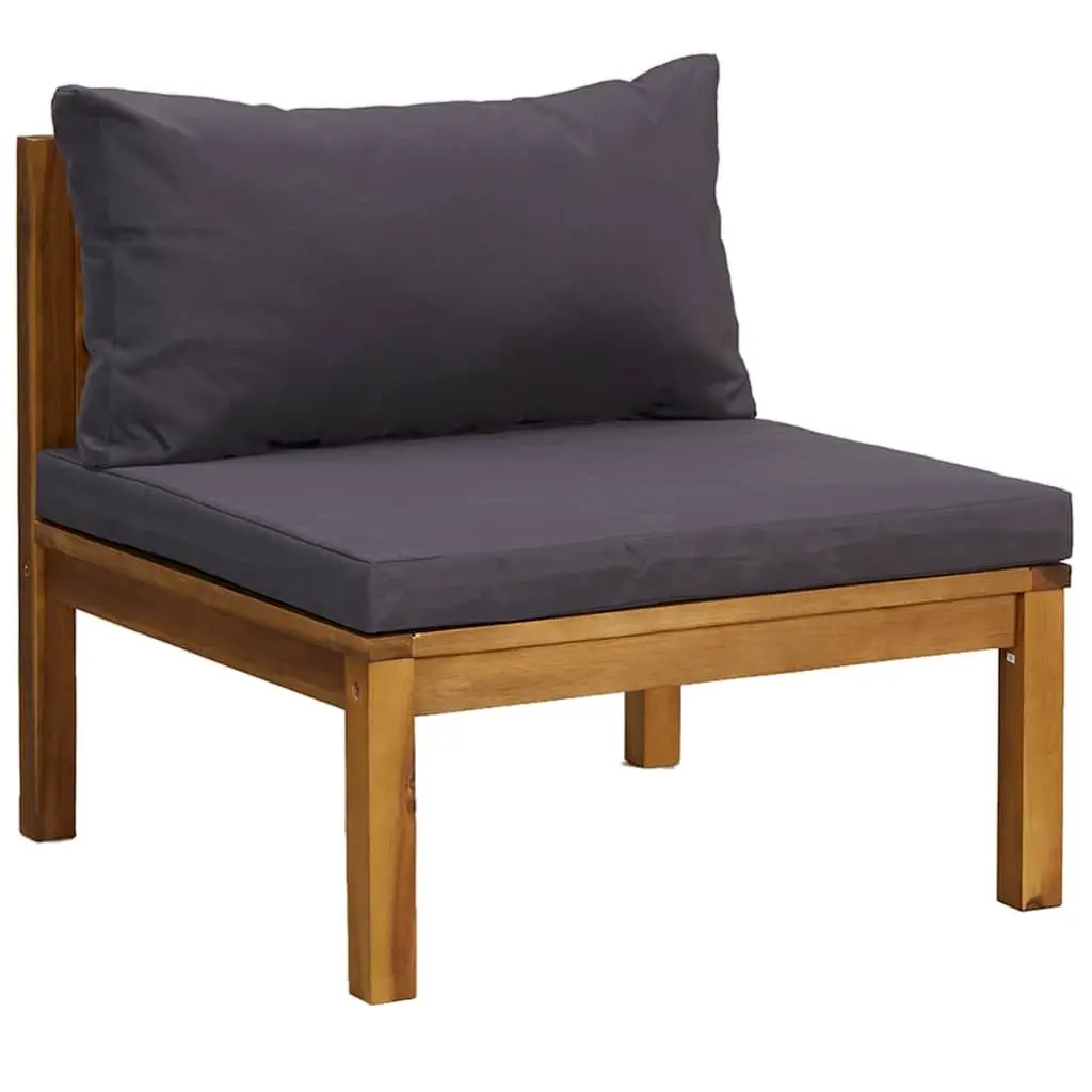 5 Piece Garden Lounge Set with Cushions Grey Acacia Wood Outdoor Furniture Patio