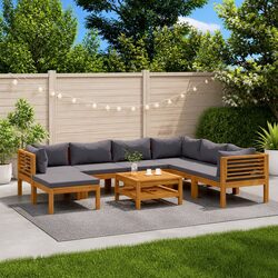 Garden Lounge Set 8 Piece Outdoor Furniture Acacia Wood Modular Sofa with
