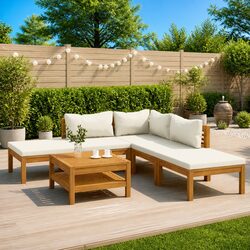 Garden Lounge Set 6 Piece Modular Outdoor Furniture Patio Sofa with Coffee