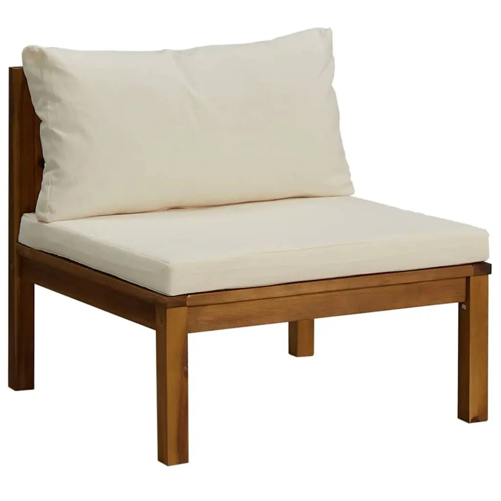 4-Seater Garden Sofa Set Outdoor Lounge Furniture Acacia Wood Cream Cushions
