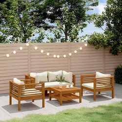 5 Piece Garden Lounge Set Outdoor Furniture Patio Sofa Coffee Table Cream