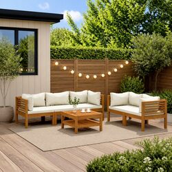 Garden Lounge Set 6 Piece Outdoor Furniture Acacia Wood Modular Sofa Coffee