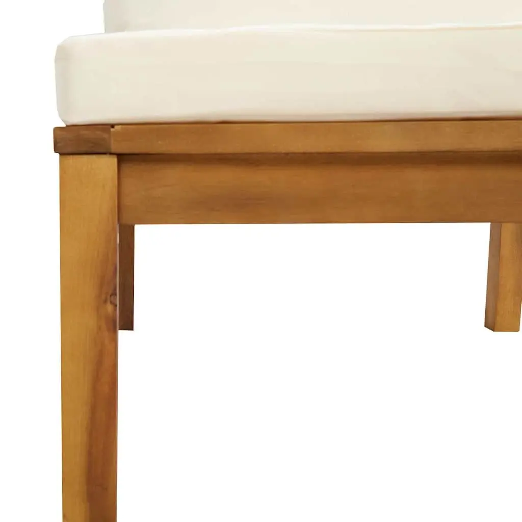 Outdoor Lounge Set 9 Piece Modular Garden Furniture Acacia Wood Cream Cushions