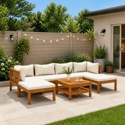 Garden Lounge Set 7 Piece Outdoor Furniture Modular Sofa Coffee Table Acacia