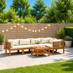 Garden Lounge Set 6 Piece Outdoor Furniture Acacia Wood Modular Sofa Coffee