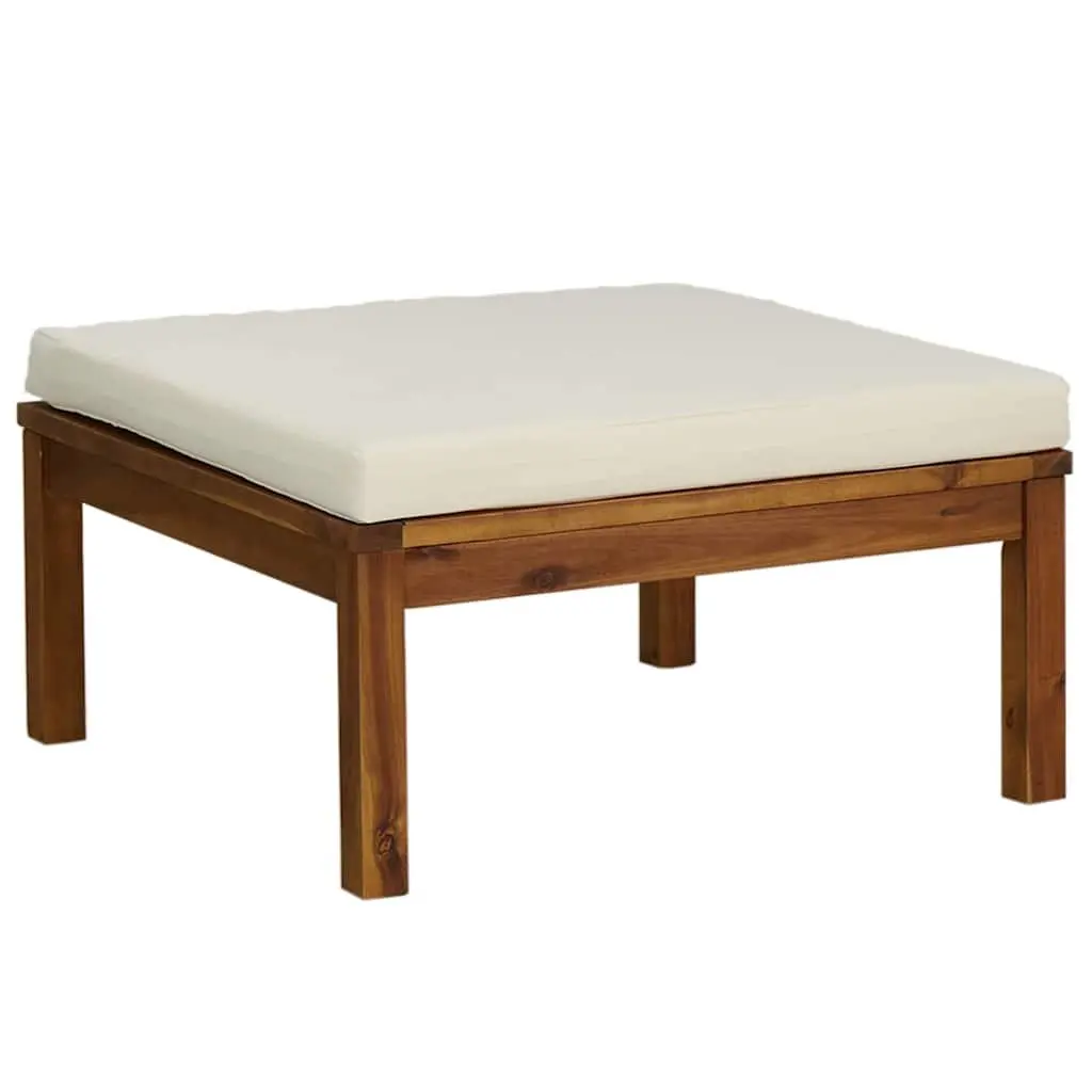 3 Piece Outdoor Lounge Set Garden Furniture Acacia Wood with Cream Cushions