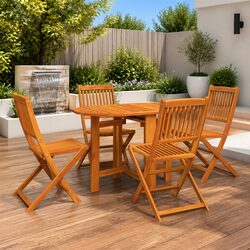 5 Piece Garden Dining Set Outdoor Patio Furniture Table Chairs Brown Wood