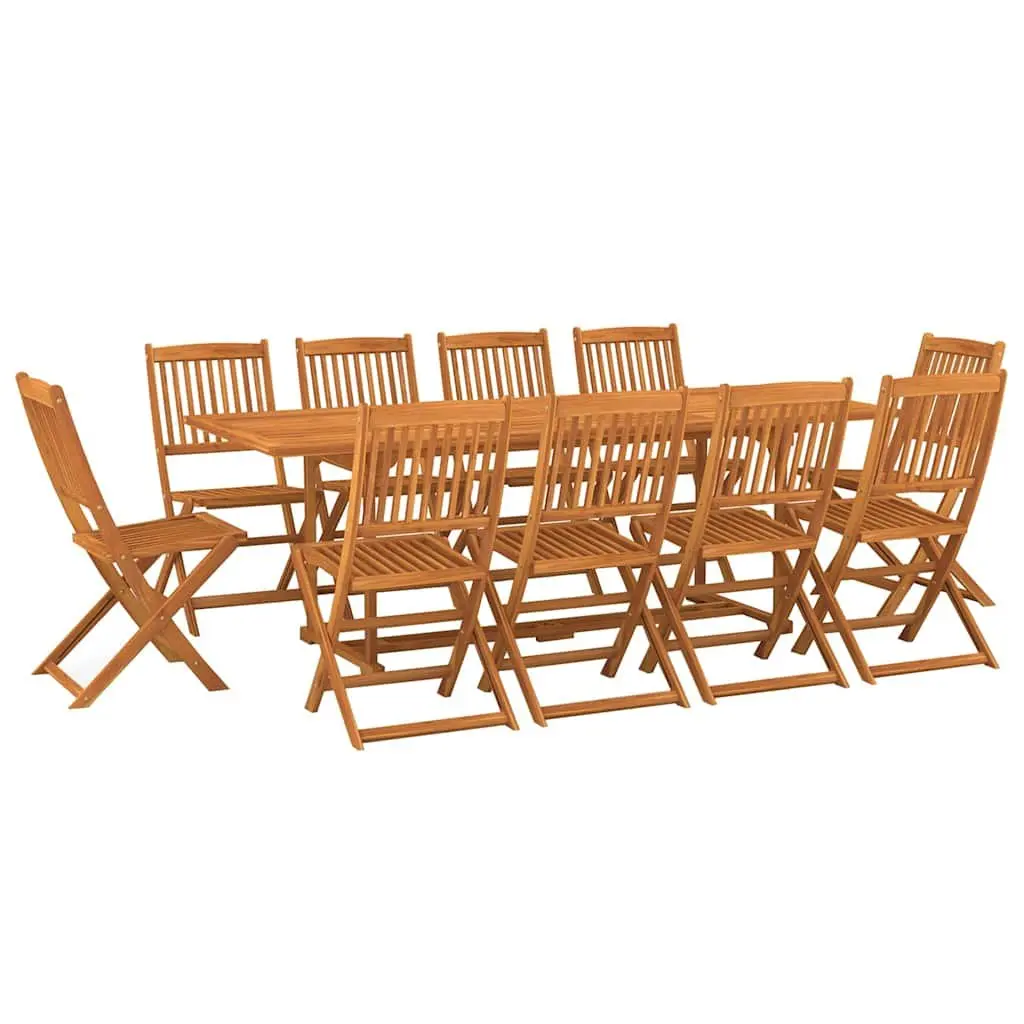 Garden Dining Set 11 Piece Outdoor Furniture Foldable Brown