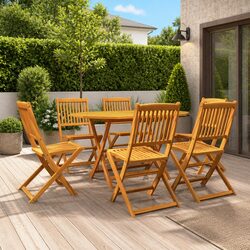 7 Piece Garden Dining Set Outdoor Patio Table Chairs Brown Wood Furniture