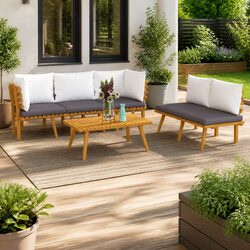 5 Piece Garden Lounge Set Solid Acacia Wood Outdoor Patio Furniture Brown