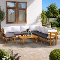 9 Piece Garden Lounge Set Outdoor Patio Furniture Solid Wood Acacia Brown