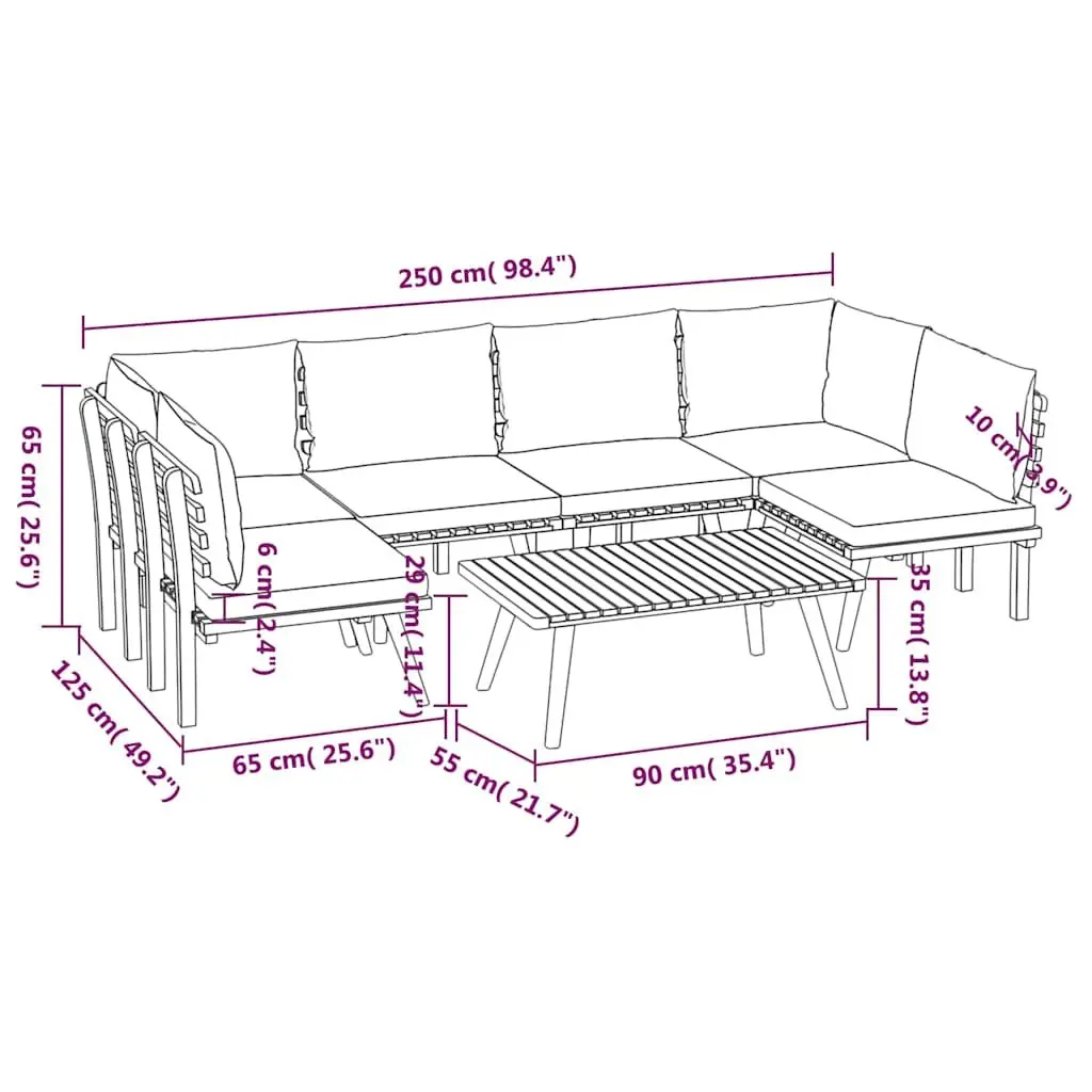 7 Piece Garden Lounge Set Outdoor Furniture Solid Wood Acacia with Cushions