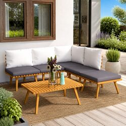 Garden Lounge Set 6 Piece Outdoor Furniture Patio Acacia Wood with Cushions