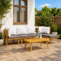Garden Lounge Set 6 Piece Outdoor Furniture with Cushions Solid Wood Patio