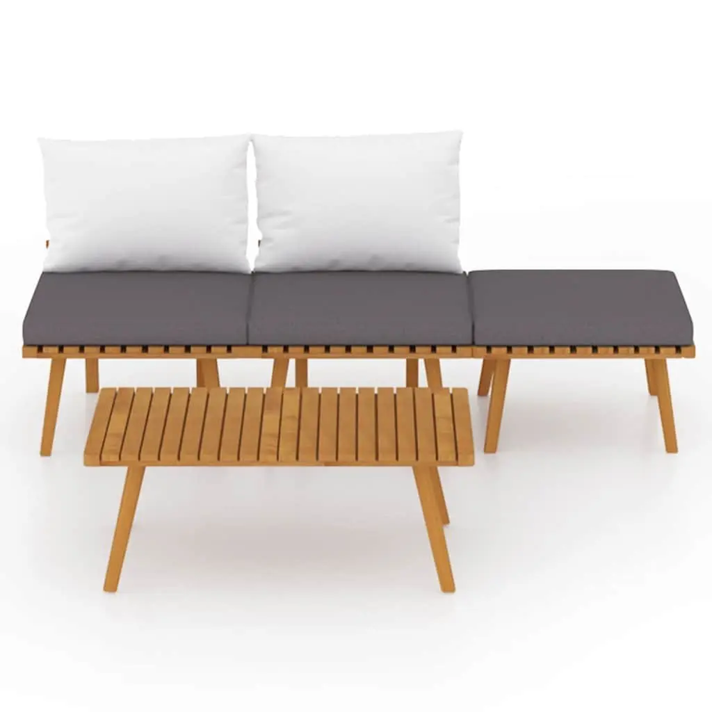 4 Piece Garden Lounge Set Acacia Wood Outdoor Patio Furniture with Cushions