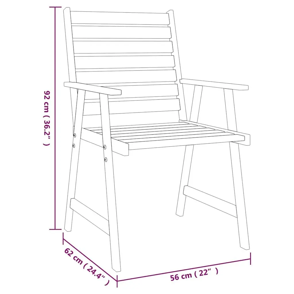 Garden Dining Set 3 Piece Outdoor Patio Furniture Brown Solid Wood Table Chairs
