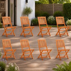 Folding Garden Chairs 8 Pcs Outdoor Seating Eucalyptus Wood Brown Dining