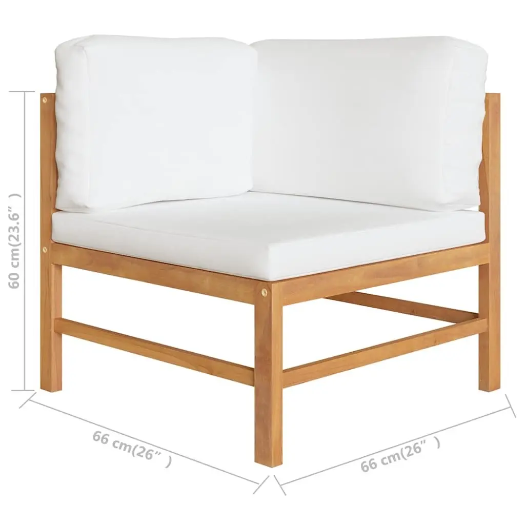 4-Seater Garden Sofa Outdoor Lounge Couch Teak Wood Patio Furniture Cream