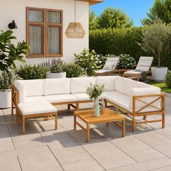 Garden Lounge Set 8 Piece Outdoor Furniture Patio Sofa with Cushions Teak