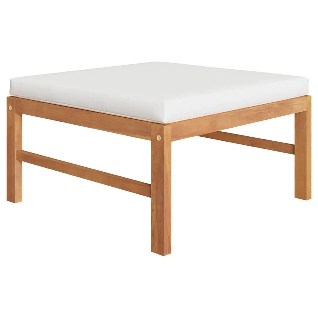 4 Piece Garden Lounge Set Outdoor Furniture Teak Wood Cream Cushions Patio Chair