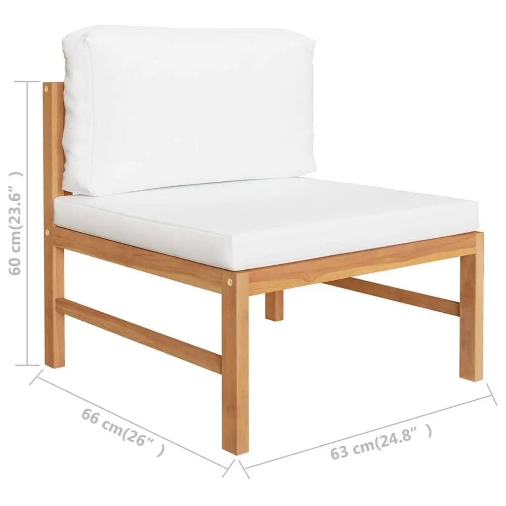 4 Piece Garden Lounge Set Outdoor Furniture Teak Wood Cream Cushions Patio Chair