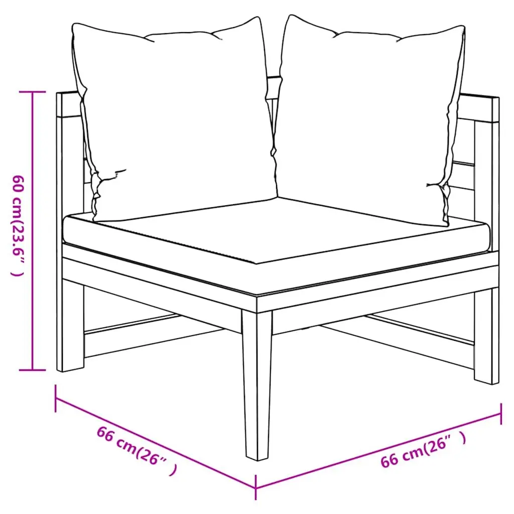 Garden Lounge Set 3 Piece Outdoor Furniture Acacia Wood Patio Sofa with Cream Cushions