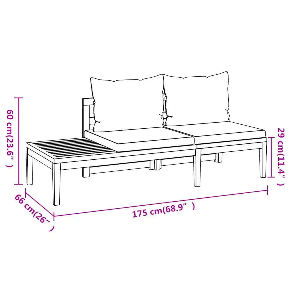 5 Piece Garden Lounge Set Modular Acacia Wood Outdoor Furniture with Dark Grey Cushions