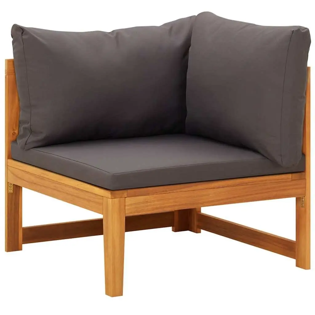5 Piece Garden Lounge Set Modular Acacia Wood Outdoor Furniture with Dark Grey Cushions
