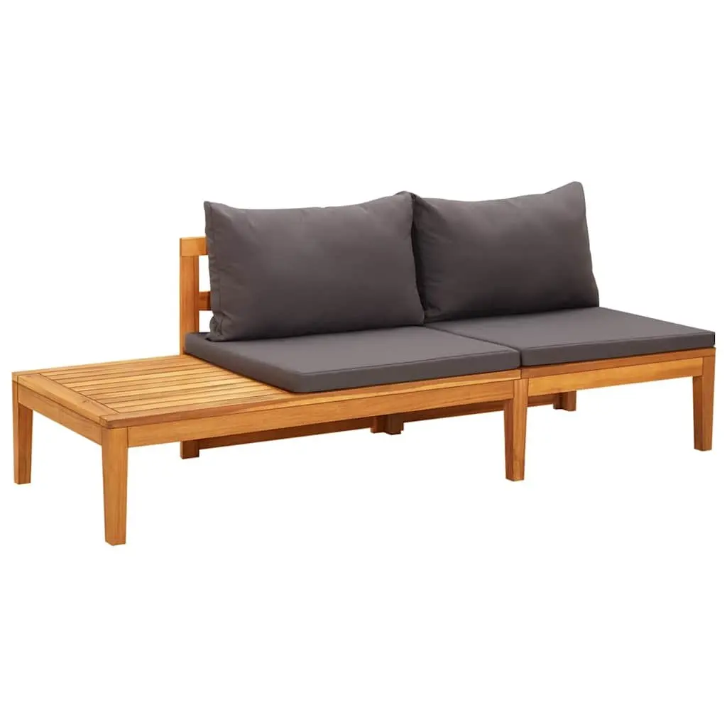 5 Piece Garden Lounge Set Modular Acacia Wood Outdoor Furniture with Dark Grey Cushions
