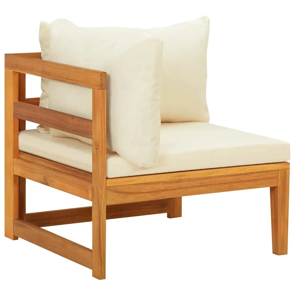 Garden Lounge Set 3 Piece Acacia Wood Outdoor Sofa with Cream Cushions