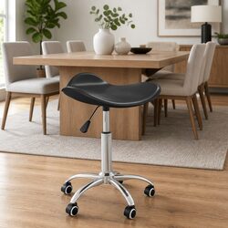 Swivel Dining Chair Black Faux Leather Contemporary Design Gas Lift Height