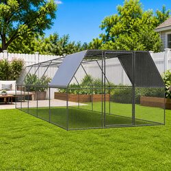 Outdoor Chicken Cage 3x10x2m Galvanised Steel Aviary Run Enclosure Small Animals