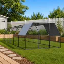 Outdoor Chicken Cage Run Enclosure 3x12x2m Galvanised Steel Aviary Small Animals
