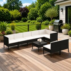 Garden Lounge Set 9 Piece Outdoor Furniture Patio Sofa with Cushions Black