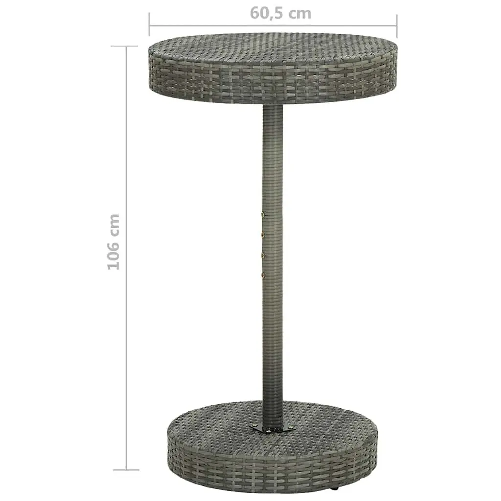 3 Piece Garden Bar Set with Cushions Outdoor Poly Rattan Table Stools Grey
