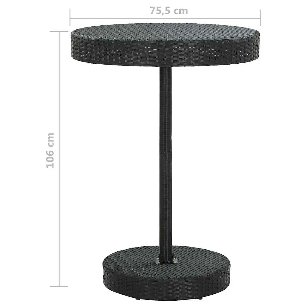 5 Piece Garden Bar Set with Cushions Outdoor Rattan Bar Table Stools Black