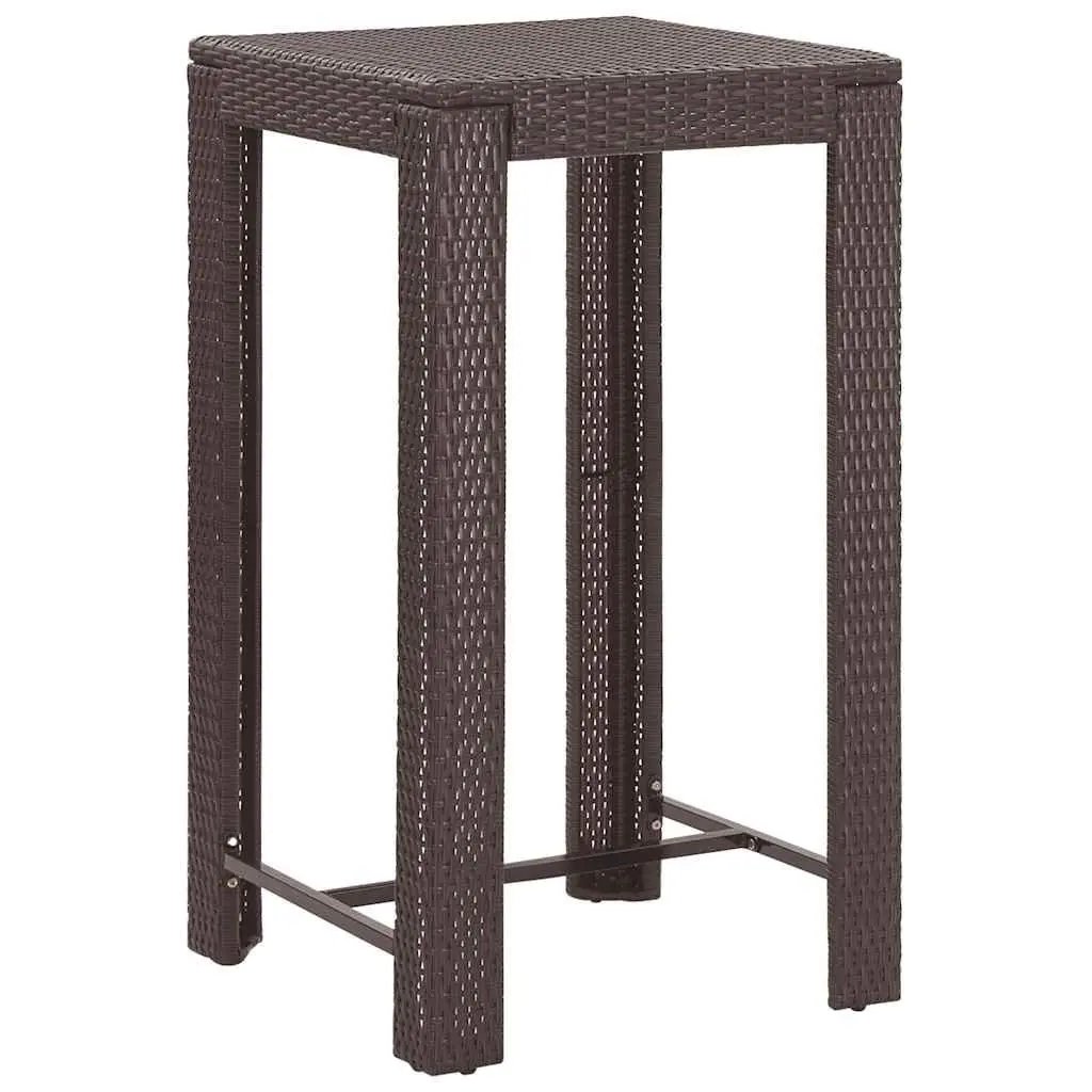 5 Piece Outdoor Bar Set Poly Rattan Garden Bar Table Stools with Cushions Brown