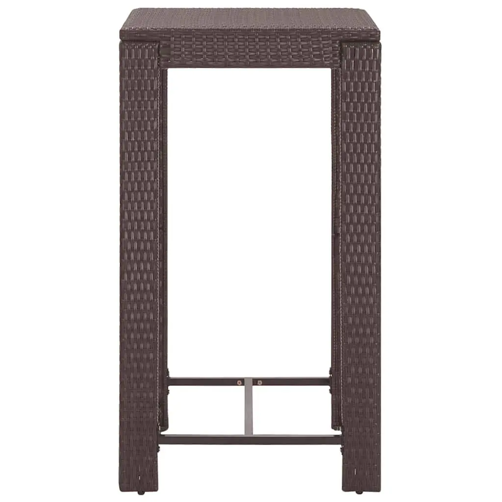 5 Piece Outdoor Bar Set Poly Rattan Garden Bar Table Stools with Cushions Brown