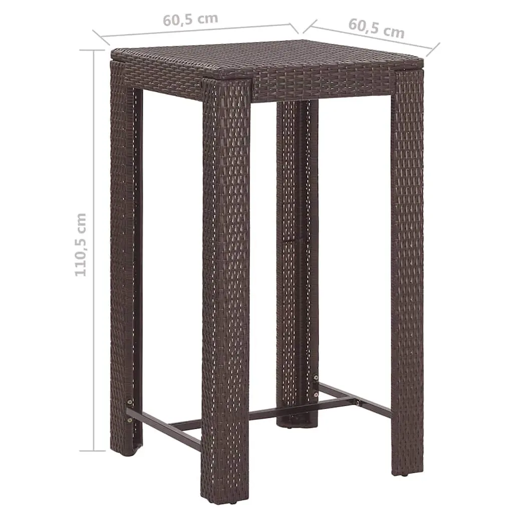 5 Piece Outdoor Bar Set Poly Rattan Garden Bar Table Stools with Cushions Brown