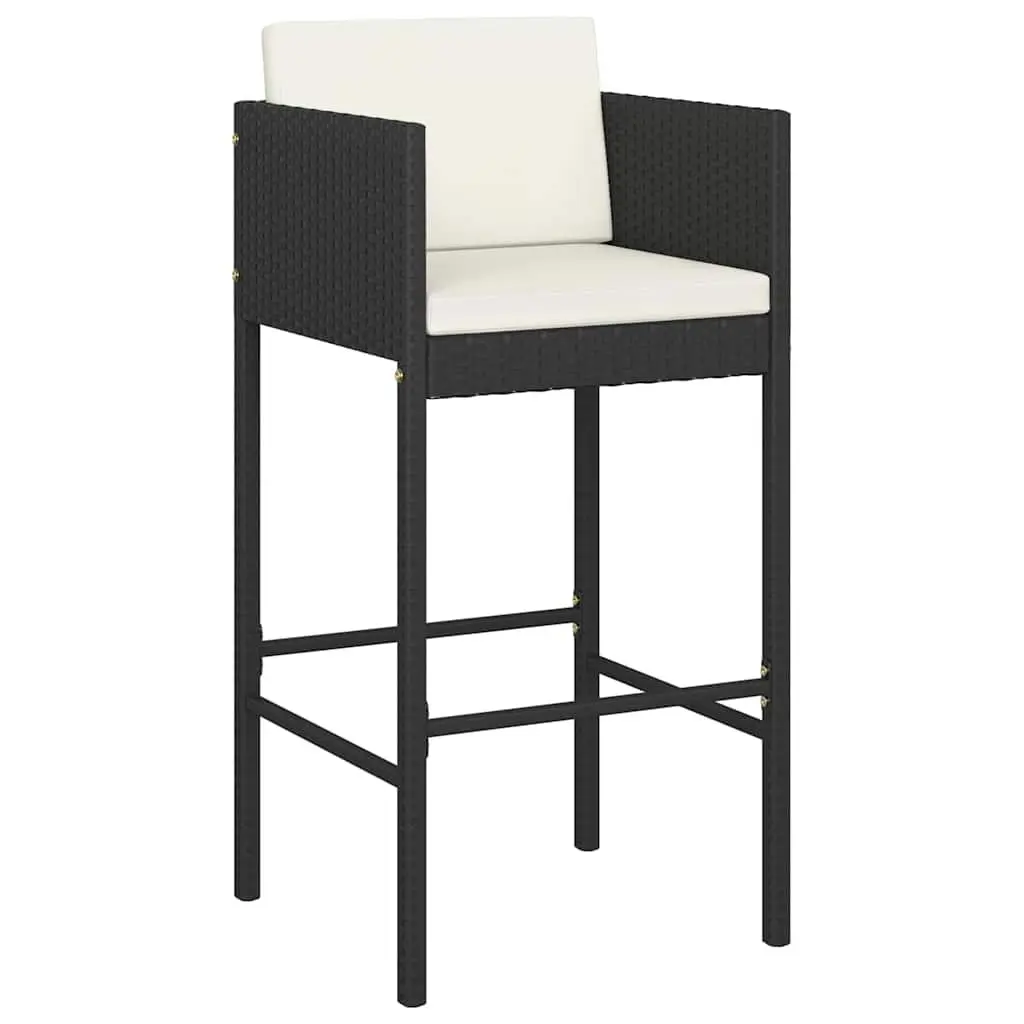 5 Piece Garden Bar Set Outdoor Rattan Bar Table Stools Black