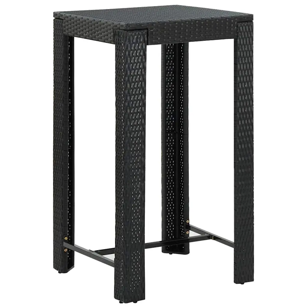 5 Piece Garden Bar Set Outdoor Rattan Bar Table Stools Black