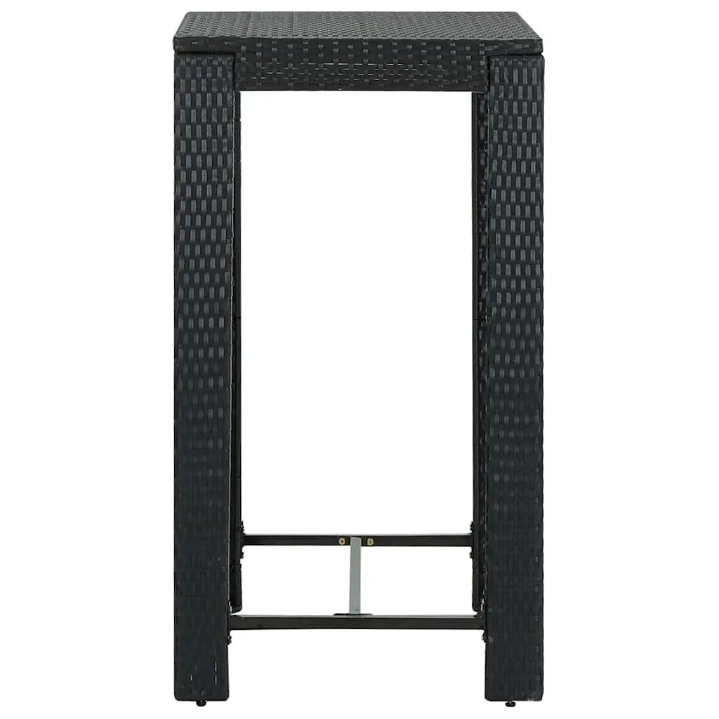 5 Piece Garden Bar Set Outdoor Rattan Bar Table Stools Black
