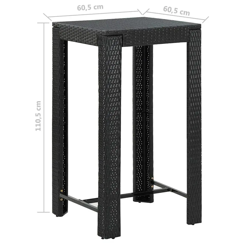 5 Piece Garden Bar Set Outdoor Rattan Bar Table Stools Black