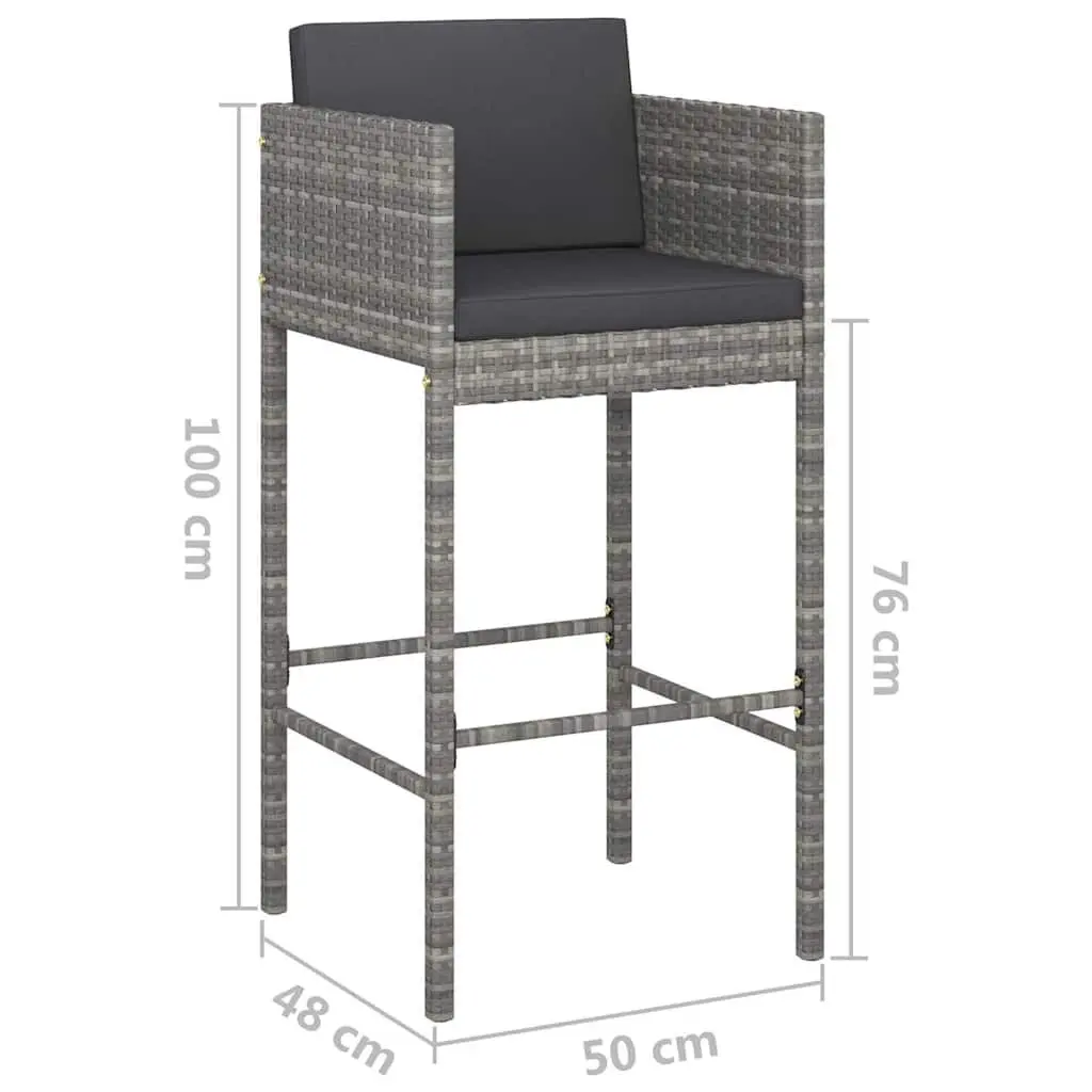 5 Piece Garden Bar Set Weather-Resistant PE Rattan Grey