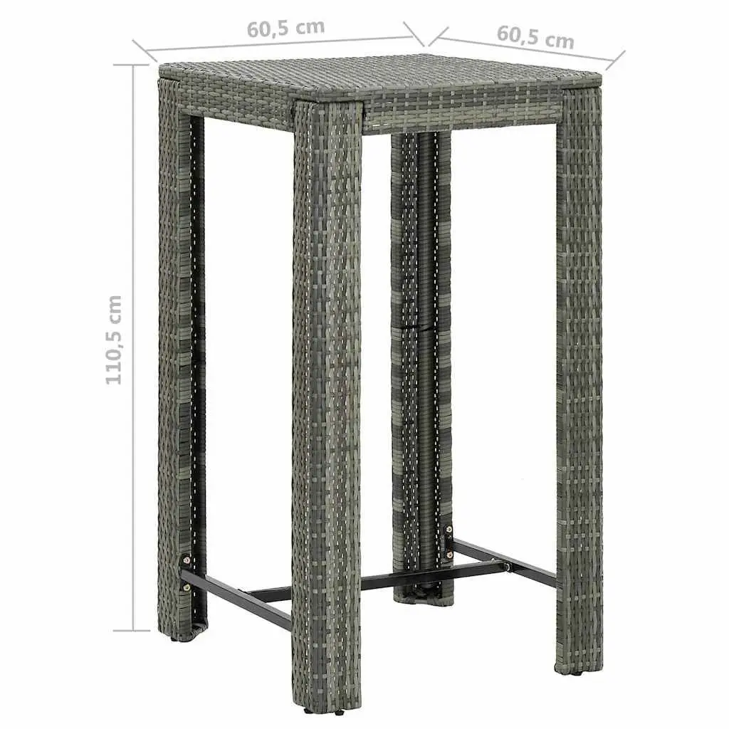5 Piece Garden Bar Set Weather-Resistant PE Rattan Grey