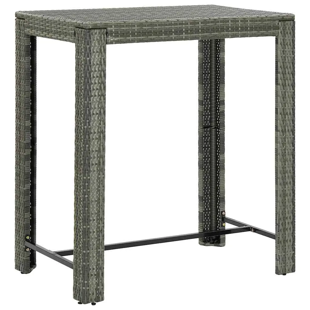 5 Piece Garden Bar Set with Cushions Outdoor PE Rattan Table Stools Grey